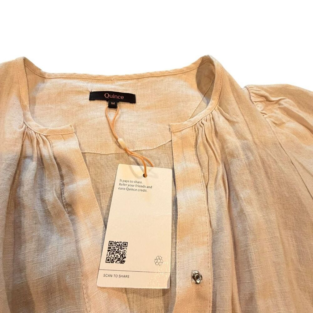 Quince 100% European Linen Peasant Top in Vintage Cream Chambray NWT Medium